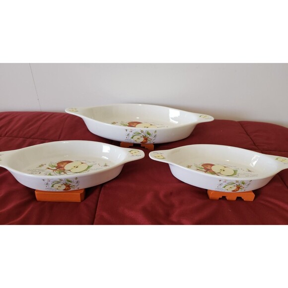 Kent Pottery Apple Oval Baking Dishes Set of 3 Fruit Collection Vintage Home Art - Picture 7 of 16